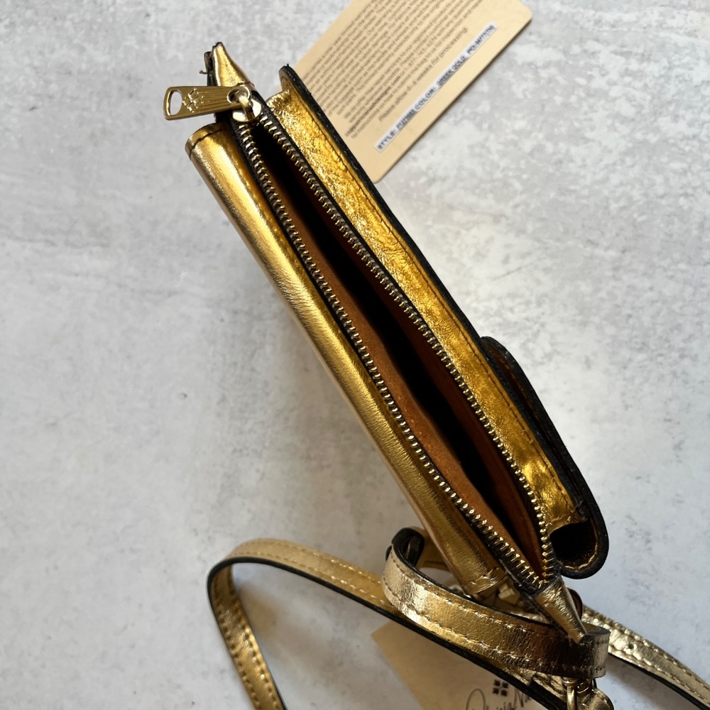 Patricia Nash Chiavella Phone Crossbody Leather Bag in Greek Gold RFID Security - Picture 8 of 12